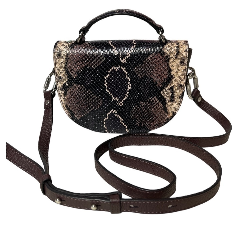 Nwot Vince Camuto Alexi Brown Leather Snake Crossbody